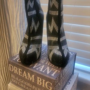 Ankle Suede and Rhinstone Boots